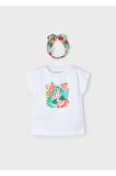 Mayoral Kız Çocuk Baskılı Kafa Bandlı Tişörtü 3009 Beyaz