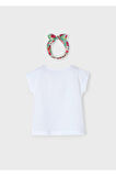 Mayoral Kız Çocuk Baskılı Kafa Bandlı Tişörtü 3009 Beyaz