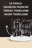 Elektrikli Manikür Pedikür Seti İkili Set 12 Parça Tırnak Bakımı Törpü Protez Çıkarma