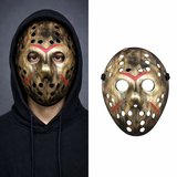 Bakır Renk Kırmızı Çizgili Tam Yüz Hokey Jason Maskesi Hannibal Maskesi