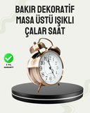 Nostaljik Büyük Boy Metal Masa Saati Bronz Kaplama ve Yüksek Sesli Alarm