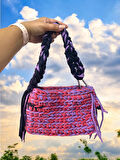 T-shirt Yarn Handmade Crochet El Çantası Clutch