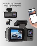 Mey İthalat 3 Kameralı Araç İçi Kayıt Cihazı 1080P Full HD Gece Görüşlü ve Wi-Fi Bağlantılı