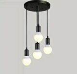 DEMET HABEK   MYLİGHTS RETRO  DÖRTLÜ  METAL SARKIT AVİZE  30 CM