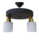 MYLİGHTS  MODERN SİYAH İKİLİ YUVARLAK SARKIT AVİZE OPAL CAM  30CM EN