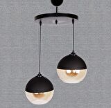 MYLİGHTS   RETRO  İKİLİ SARKIT AVİZE 20 CM CAMLI