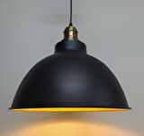 MYLİGHTS  RETRO RUSTİK ESKİTME ASKILI METAL SARKIT AVİZE  SİYAH  İÇİ ALTIN