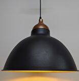 MYLİGHTS  RETRO RUSTİK METAL SARKIT AVİZE BAKIR ASKLI SİYAH  İÇİ ALTIN