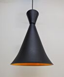 MYLİGHTS  RETRO RUSTİK KONİK METAL SARKIT SİYAH  İÇİ ALTIN