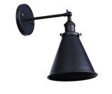 Hareketli Retro Rustik Metal Retro Salon - Yatak Odası Duvar Mat Siyah Aplik