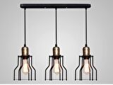MYLİGHTS RETRO RUSTİK ÜÇLÜ MASA ÜSTÜ AVİZE  EN  60 CM KAFES SARKIT