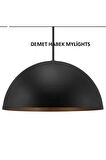 DEMET HABEK mylights  MYLİGHTS  RETRO  50CM  METAL RUSTİK AVİZE SİYAH  İÇİ BAKIR  PLOFONYER AVİZE
