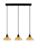 MYLİGHTS  RETRO  RUSTİK  VİNATGE SIRALI MASA ÜSÜTÜ  ÜÇLÜ AVİZE BAL CAMLI  60 CM EN CAMLAR 20 CM
