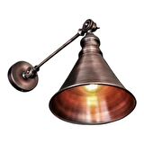 mylights  vintage rustik bakır eskitme fırcalanmış huni aplik  çift mafsalı