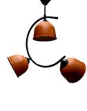 MYLİGHTS RETRO  RUSTİK ÜÇLÜ  TURUNCU BAŞLIKLI METAL SARKIT AVİZE