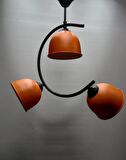 MYLİGHTS RETRO  RUSTİK ÜÇLÜ  TURUNCU BAŞLIKLI METAL SARKIT AVİZE