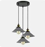 MYLİGHTS RETRO RUSTİK GRİ BAŞLIKLI METAL SARKIT VİNTAGE AVİZE  