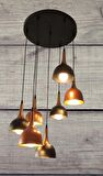 MYLİGHTS  RUSTİK VİNTAGE METAL BAKIR VE SİYAH  SARKIT YÜKSEK TAVAN AVİZE