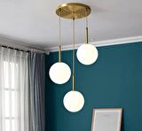 MYLİGHTS RUSTİK  SARKIT AVİZE  ÜÇLÜ AVİZE  BRONZ ASKILI SPOR TEKLİ AVİZE opal camlı eskitme kaplama  salon avize