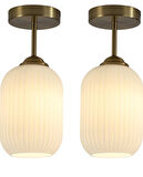 MYLİGHTS İKİ ADET FİYATIDIR  RUSTİK VİNTAGE OPAL CAMLI TAVAN PLOFONYER AVİZE  14 cm  cap 