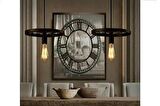 MYLİGHTS İKİLİ MASA  ÜSTÜ METAL SARKIT RUSTİK VİNTAHE AVİZE TABAN  60X5 CM