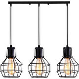 Mylights Retro Vintae Rustik Masa Üsütü Üçlü Kafes Avize En 60 cm MYL002405