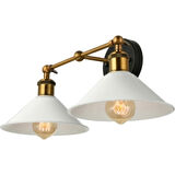 Mylights Retro Rustik Ikili Beyaz Başlıklı Metal Aplik Duvarl Lambası