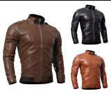 Erkek Deri Mont Ceket, Soğuk Havaya Dayanıklı, Esnek Kullanıma Sahip