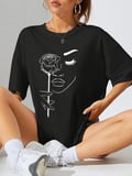 MYTHRIVA  Baskılı Oversize T-shirt - Siyah
