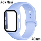 ALLY Apple Watch 4-5-6 40mm Silikon Kordon Kayış ve Ekran Koruyucu Kılıf-(5775)