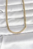 CM 14K Gold Renk Yassı Ezme Zincir Model 60 cm Kadın Kolye 5886