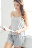 Kadın Gri Şortlu Penye Gecelik Takımı H110546