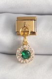 316L Çelik Gold Renk Sallantı Yeşil Zirkon Taşlı Nomination Charm 5886