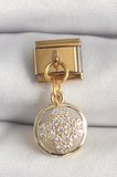 316L Çelik Gold Renk Sallantı Zirkon Taşlı Yonca Model Nomination Charm 5886