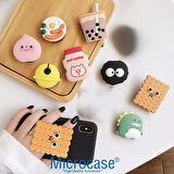 Microcase 3D Tasarımlı 3M Yapıştırmalı El Parmak Tutucu Cep Telefonu Tutacağı Popsocket - SİYAH AL5245