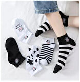 5 ÇİFT İNEK DESENLİ PATİK SPOR AYAKKABI ÇORABI