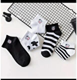 5 ÇİFT İNEK DESENLİ PATİK SPOR AYAKKABI ÇORABI