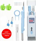 The BRo  Macbook / Airpods ,Iphone /tablet/ Kulaklık Temizleyici + 2 Kablo Tutucu 7 In 1 Çok Fonksiyonlu Kit 