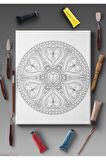 Ölçü Seçenekli Tüm Boya Türlerine Uygun Boyanabilir Tablo Tuval Mandala Çizgili Hazır Şablon Tuval