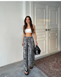 Leopar Desenli Saten Pantolon