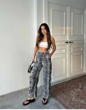 Leopar Desenli Saten Pantolon
