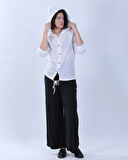 Kapüşonlu Bağcıklı Rahat Kesim Beyaz Gömlek