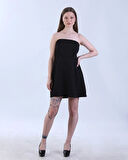 Straplez Mini Elbise Siyah