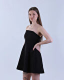 Straplez Mini Elbise Siyah