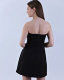 Straplez Mini Elbise Siyah