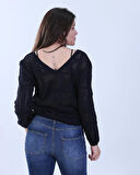 Çift V Yakalı Modern Kesim Merserize Kazak