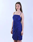 Sırtı Bağlamalı Şık Mavi Mini Elbise