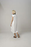 %100 Organik Doğal Kumaş Asimetrik Tasarım Elbise