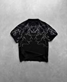 CANSUYILMAZ Unisex Bisiklet Yaka Baskılı Oversize T-Shirt - Siyah