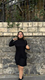 Kadın Uzun Kollu Balıkçı Yaka Kısa şardonlu Kaşkorse Elbise